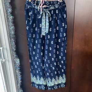 Solitaire Blue Paisley Drawstring Trousers